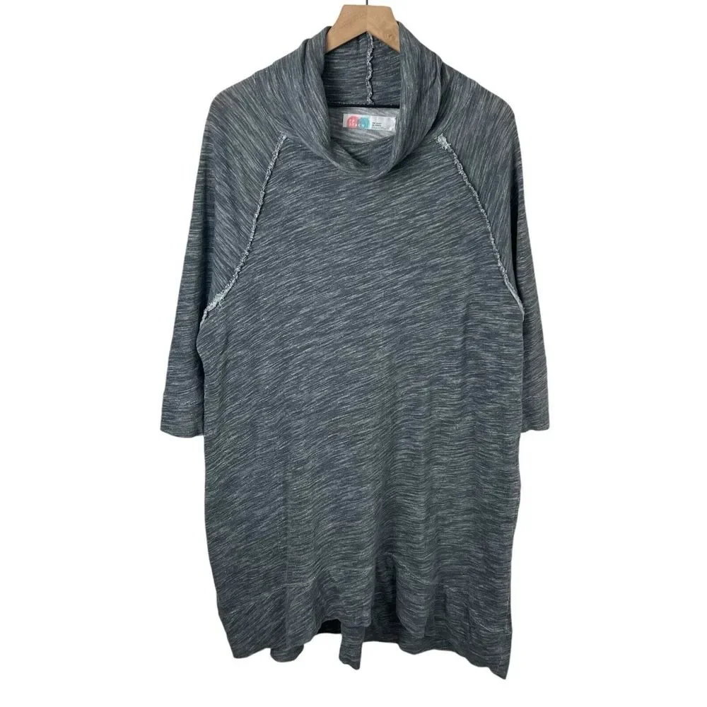 Free People Beach Womens One Size Gray 3/4‎ Sleeve Cowl Neck Tunic Top